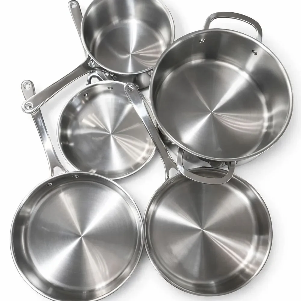 The Cellar Stainless Steel Cookware Set 5-Piece 3-Ply Base Pots & Pans